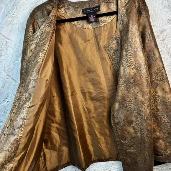 Isabel‎ Hayley Timeless Trends Blazer Jacket 2X Leopard Print Metallic Party - Picture 8 of 13